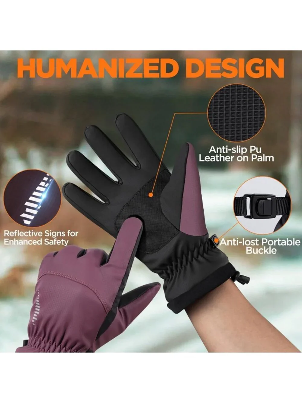 Winter Waterproof Thermal Gloves for Men & Women - Touchscreen, Windproof, Cold